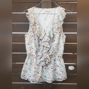 LC Lauren Conrad Multicolor Ruffle Blouse